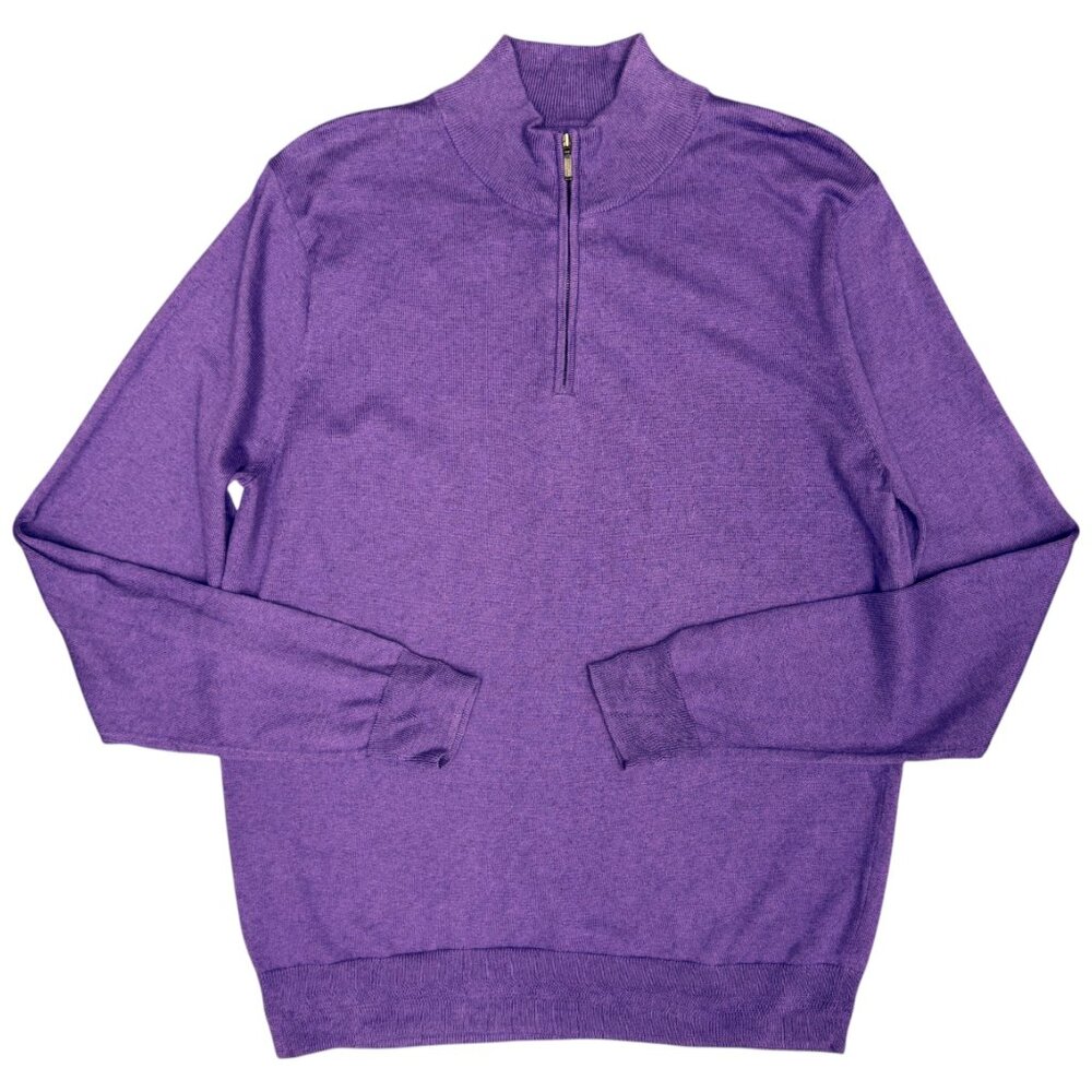 NWT Men's 14TH & UNION‎ Cotton Cashmere Quarter Zip Sweater | Size L